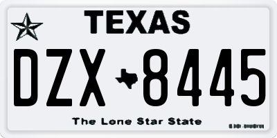 TX license plate DZX8445