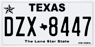 TX license plate DZX8447
