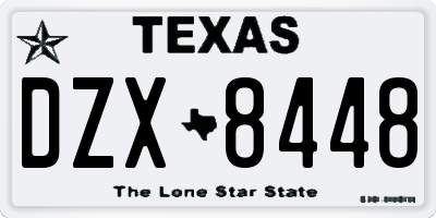 TX license plate DZX8448