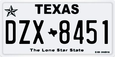 TX license plate DZX8451