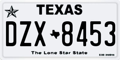 TX license plate DZX8453