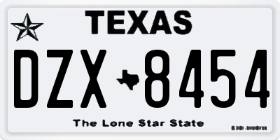 TX license plate DZX8454