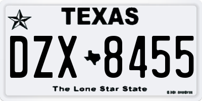 TX license plate DZX8455