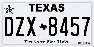 TX license plate DZX8457