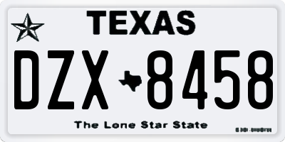 TX license plate DZX8458