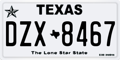 TX license plate DZX8467