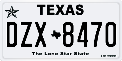 TX license plate DZX8470