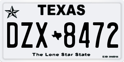 TX license plate DZX8472