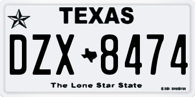 TX license plate DZX8474