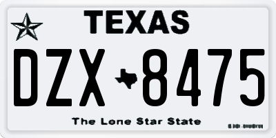TX license plate DZX8475