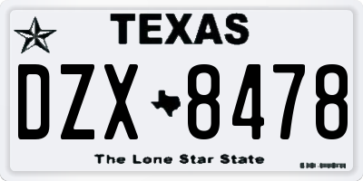 TX license plate DZX8478