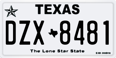 TX license plate DZX8481