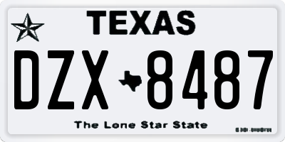 TX license plate DZX8487