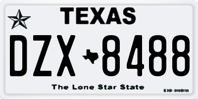 TX license plate DZX8488