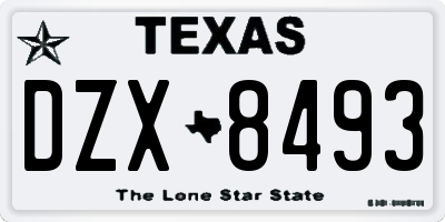 TX license plate DZX8493