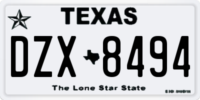 TX license plate DZX8494