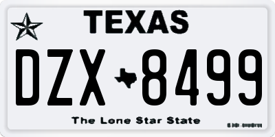 TX license plate DZX8499