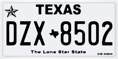 TX license plate DZX8502