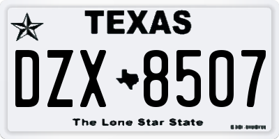 TX license plate DZX8507