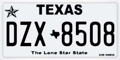 TX license plate DZX8508