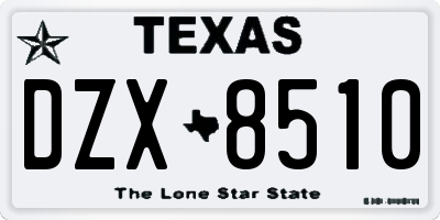 TX license plate DZX8510