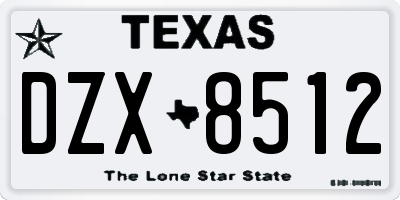 TX license plate DZX8512