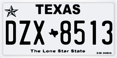 TX license plate DZX8513
