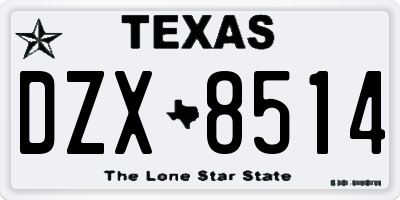 TX license plate DZX8514