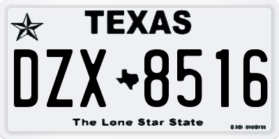 TX license plate DZX8516