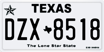 TX license plate DZX8518