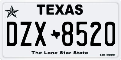 TX license plate DZX8520