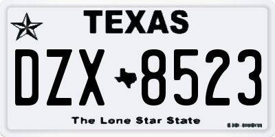 TX license plate DZX8523