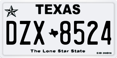 TX license plate DZX8524
