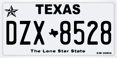 TX license plate DZX8528