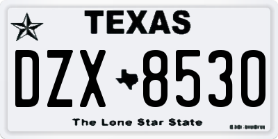 TX license plate DZX8530