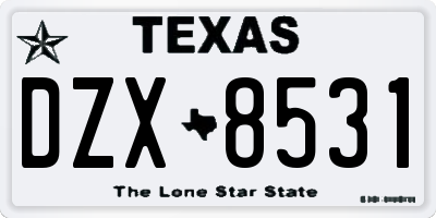 TX license plate DZX8531