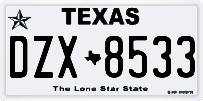 TX license plate DZX8533