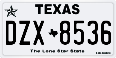 TX license plate DZX8536