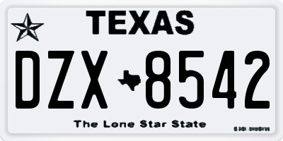 TX license plate DZX8542