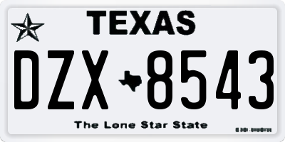 TX license plate DZX8543
