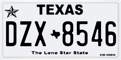 TX license plate DZX8546
