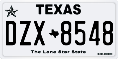 TX license plate DZX8548
