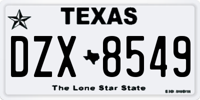 TX license plate DZX8549