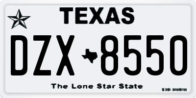 TX license plate DZX8550