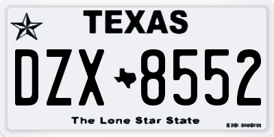 TX license plate DZX8552
