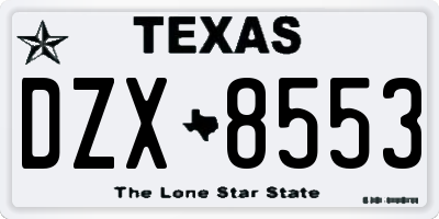 TX license plate DZX8553