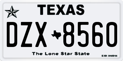 TX license plate DZX8560