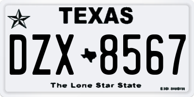 TX license plate DZX8567