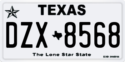 TX license plate DZX8568
