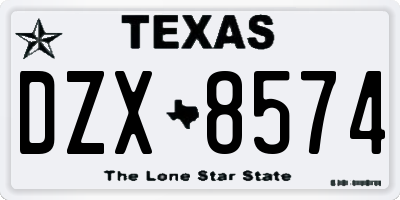 TX license plate DZX8574